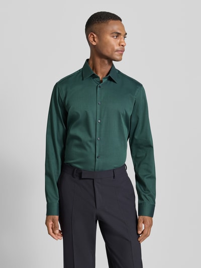 Jake*s Regular fit zakelijk overhemd van katoen met kentkraag Rietgroen - 4