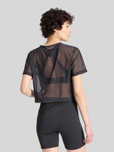 adidas Training Cropped Fit Sport T-Shirt aus Mesh mit Logo-Stitchings Black 3