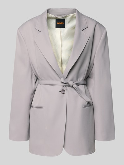 Produktfoto, Slim Fit Longblazer mit Viskose-Anteil Modell 'JALARA' von BOSS Orange, jednolity, revers, pasek, długi rękaw, pasplowane kieszenie