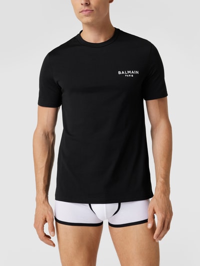 Balmain T-Shirt mit Label-Stitching Schwarz 1
