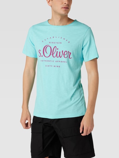 s.Oliver RED LABEL T-shirt met labelprint Turquoise - 4