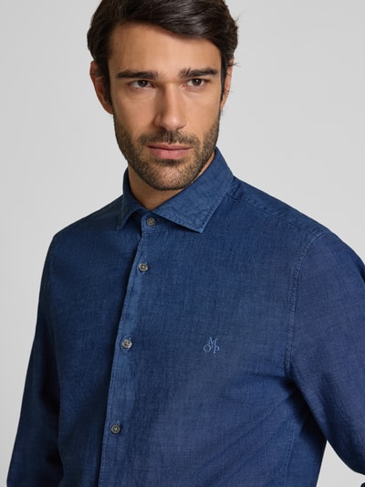 Marc O'Polo Shaped Fit Freizeithemd aus reiner Baumwolle Jeansblau 3