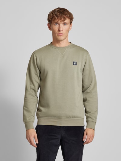 Lerros Sweatshirt met labelstitching Mintgroen - 4