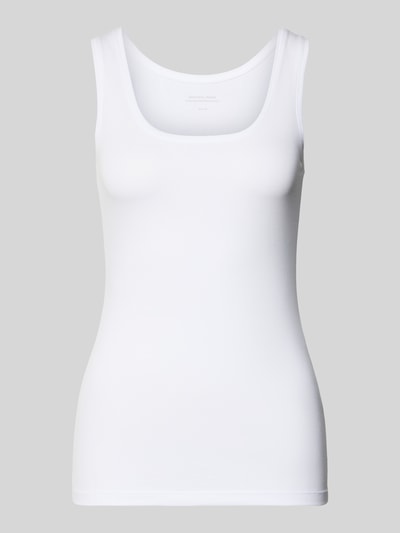 Produktfoto, Tanktop aus Baumwoll-Elasthan-Mix von Opus, Modell Daily E, taillierter Schnitt, Rundhalsausschnitt, Größe 36, Farbe Weiß.