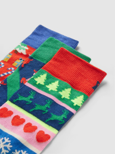 Happy Socks Skarpety z nadrukiem z motywem w zestawie 3 szt. model ‘X-Mas Sweater’ Czerwony 2