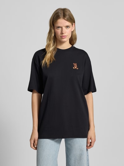 Review Oversized T-shirt met motiefstitching Zwart - 4