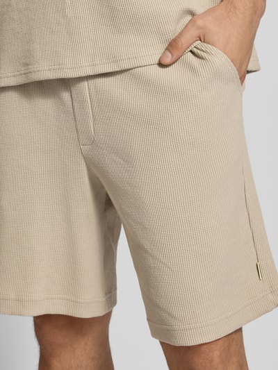WOODBIRD Straight leg korte broek met structuurmotief, model 'Ben' Taupe - 3