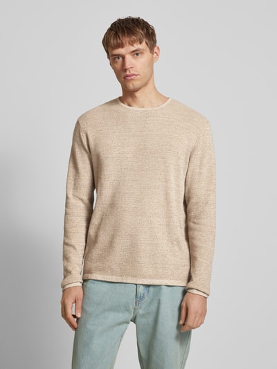 Jack & Jones Strickpullover mit gerippten Abschlüssen Modell 'GEORGE' Beige Melange 4