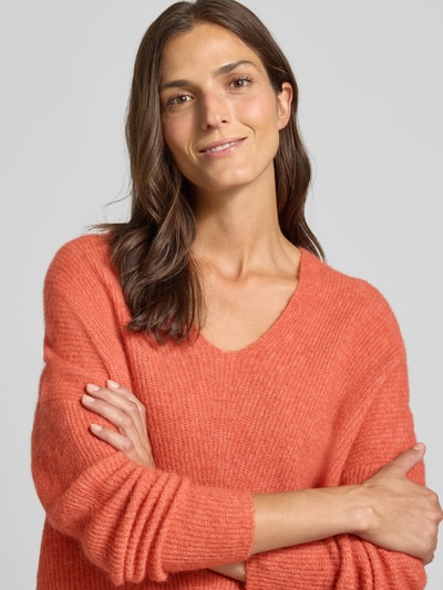 MOS MOSH Oversized Strickpullover mit gerippten Abschlüssen Modell 'THORA' Hellrot 3