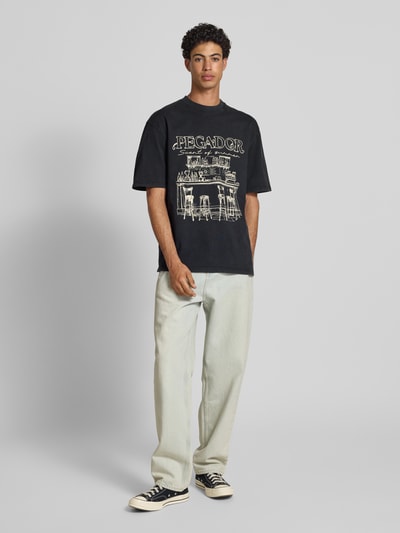 Pegador Oversized T-shirt met labelprint, model 'Barno' Zwart - 1