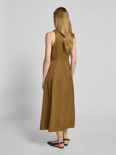 Mango Taillierter Maxikleid aus Viskose-Leinen-Mix Modell 'MOSQUITO' Oliv 5
