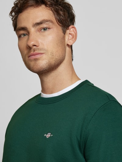 Gant Sweatshirt mit  Label-Stitching Modell 'SHIELD' Dunkelgruen 3