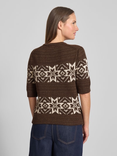 Polo Ralph Lauren Sweter z dzianiny z prążkowanymi wykończeniami Ciemnobrązowy melanż 5
