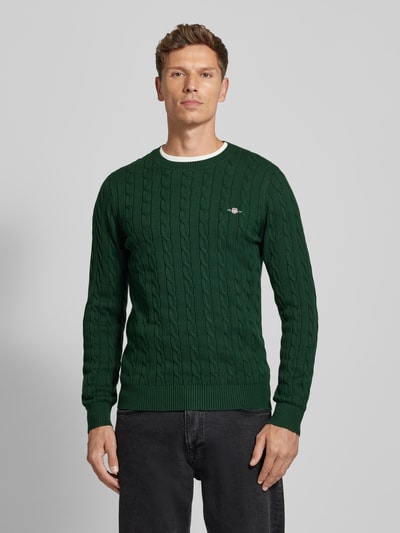 Gant Gebreide pullover met ronde hals Donkergroen - 4