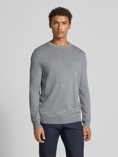 Christian Berg Men Regular Fit Longsleeve aus Merino-Mix Hellgrau Melange 4