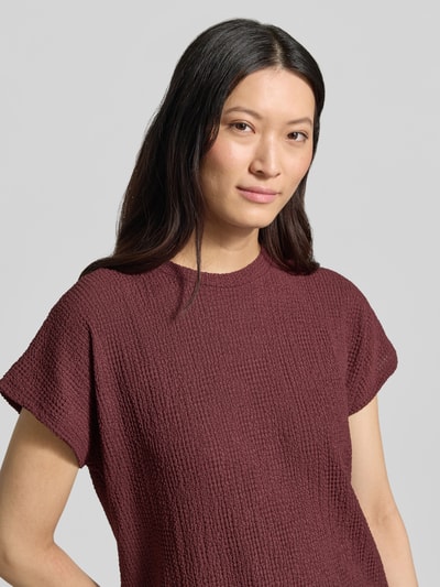 Christian Berg Woman t-shirt z fakturowanym wzorem i okrągłym dekoltem Czekoladowy 3