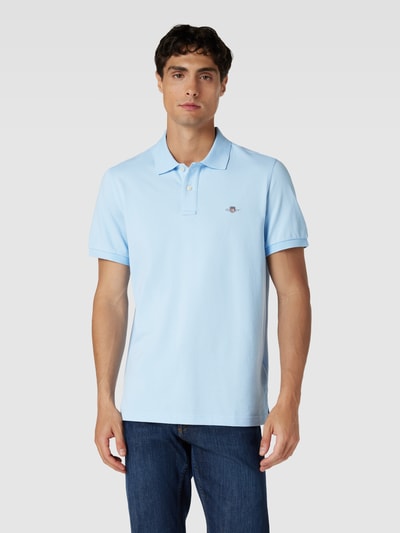 Gant Poloshirt mit Label-Stitching Modell 'SHIELD' Hellblau 4