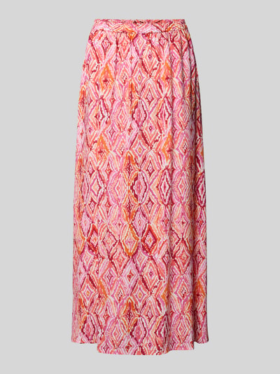 Productfoto, Ausgestellter Maxi-Rock aus reiner Viskose Modell 'EASY JOY' van Vero Moda, grafisch all-over patroon, popeline, roze-oranje