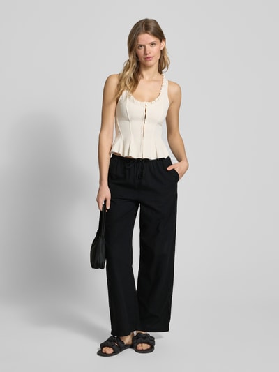 Gina Tricot Wide Leg Leinenhose mit Tunnelzug Black 1