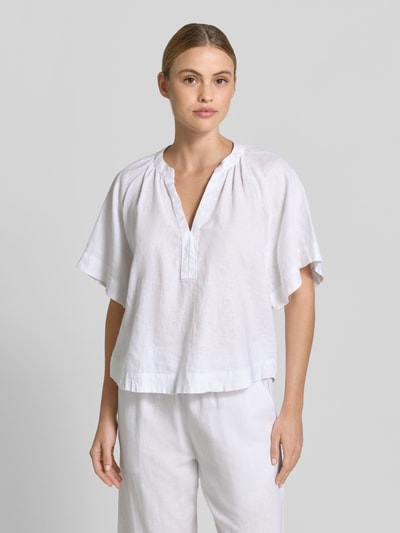 Christian Berg Woman Boxy Fit Leinenbluse mit V-Ausschnitt Weiss 4