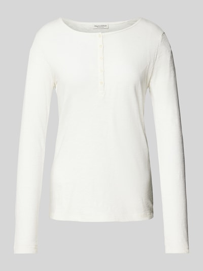 Marc O'Polo Regular fit shirt met lange mouwen en korte knoopsluiting Wit - 2