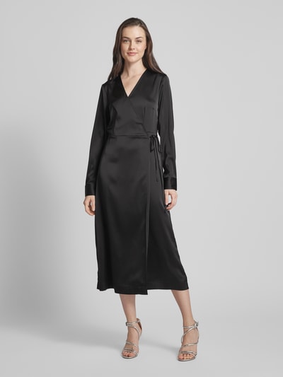 YAS Sukienka midi w stylu kopertowym model ‘PELLA’ Czarny 4
