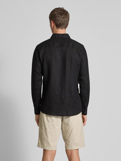 s.Oliver RED LABEL Koszula lniana o kroju regular fit ze sportowymi mankietami Czarny 5