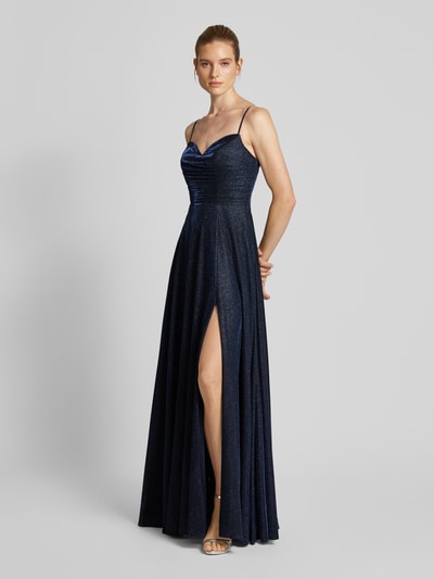 Luxuar Abendkleid mit gelegten Falten Dunkelblau 1