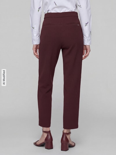 Raffaello Rossi Regular fit barrel leg broek met labeldetail model 'PHIBI' Bordeaux - 5