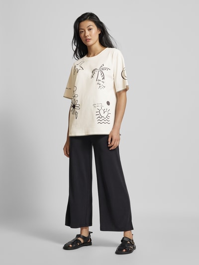 Jake*s Casual T-Shirt mit Allover-Muster Offwhite 1