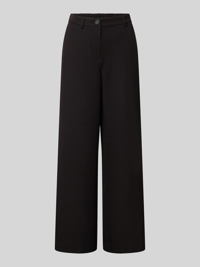 Produktfoto, schwarze Weite Hose mit Viskose-Anteil Modell 'KAMIL' von PIECES, glatte Textur, gerade Form, Damen Weite Hose