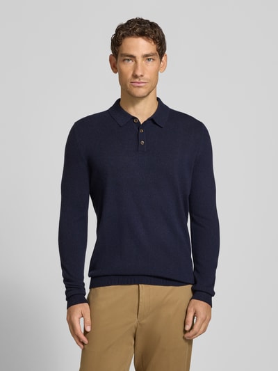 Christian Berg Men Slim Fit Strickpullover aus reinem Kaschmir mit Polokragen Marine 4