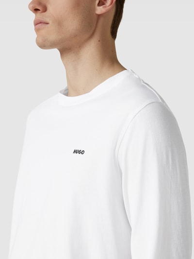 HUGO Longsleeve mit Logo-Print Modell 'Derol' Weiss 3