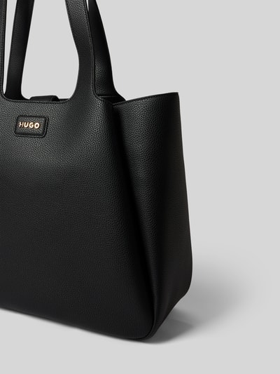 HUGO torba shopper z detal z logo Czarny 2