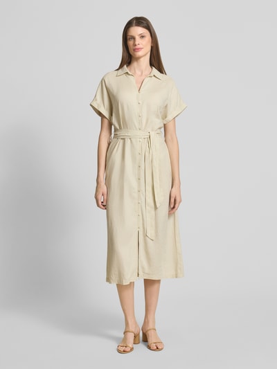 s.Oliver RED LABEL Relaxed fit overhemdjurk van linnenmix Zand - 4