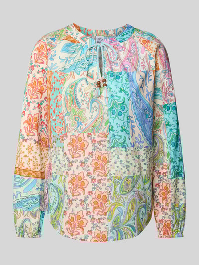 Emily Van den Bergh Bluzka o kroju regular fit z wiązanym dekoltem w serek Piaskowy 2