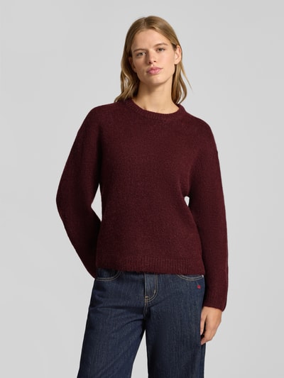 Gina Tricot Sweter z dzianiny o kroju oversized z dodatkiem lnu Bordowy 4