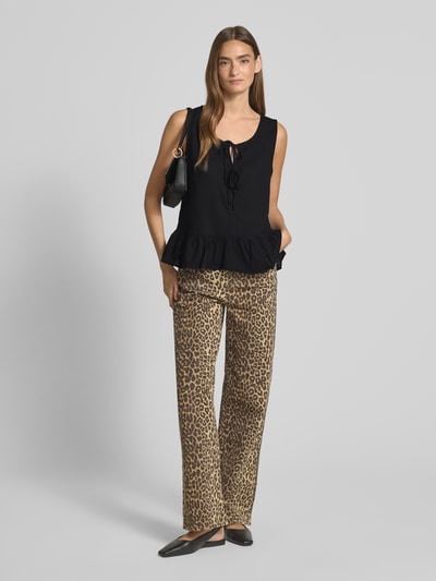 Tom Tailor Denim Regular Fit Blusentop aus Viskose-Leinen-Mix Black 1