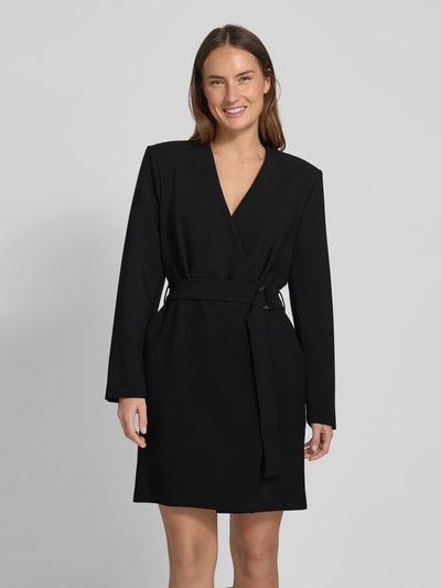 Jake*s Collection Wickelkleid mit Gürtel und V-Ausschnitt Black 4
