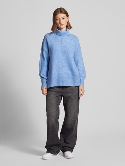 Pieces Rollkragenpullover mit erhabener Naht Modell 'MALOU' Hellblau 1