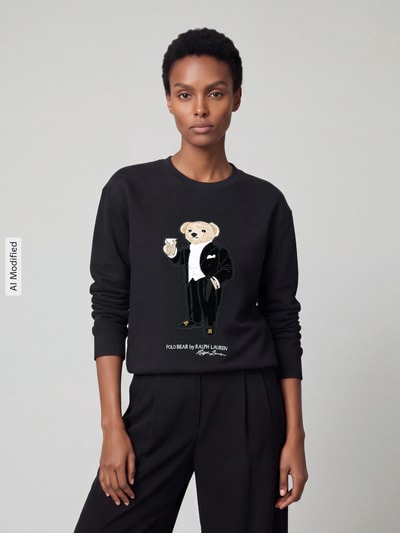 Polo Ralph Lauren Langarmshirt mit besticktem Bärenmotiv Black 4