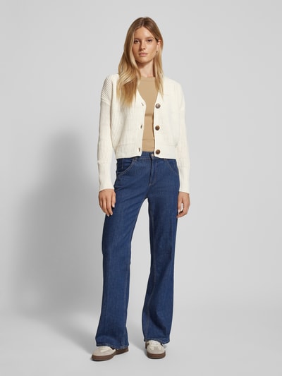 Vero Moda Regular fit gebreid jack met V-hals, model 'LEA' Wit - 1