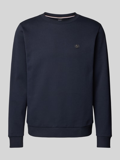 BOSS Sweatshirt met labelbadge, model 'Sharpe' Marineblauw - 2