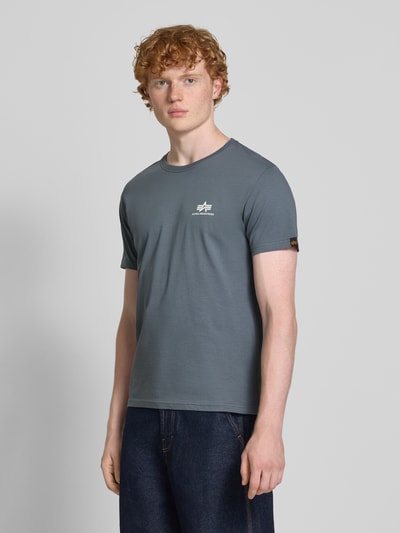 Alpha Industries T-shirt met labelprint en ronde hals Lichtblauw - 4