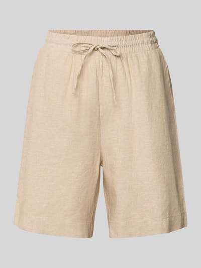 FREE/QUENT Relaxed Fit Leinenbermudas mit Tunnelzug Modell 'Lava' Beige 2