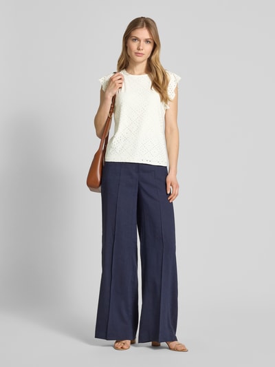 Vero Moda Regular Fit T-Shirt mit Lochstickmuster Muster 'TASSA' Weiss 1