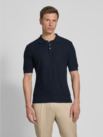 GRAN SASSO Regular Fit Poloshirt mit Strukturmuster Marine 4