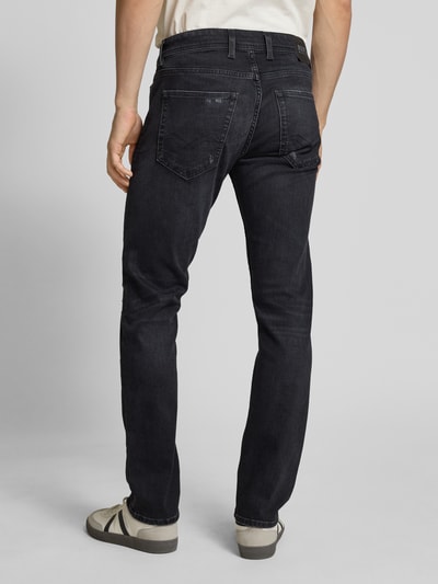 Replay Straight Fit Jeans im Destroyed-Look Modell 'GROVER' Black 5