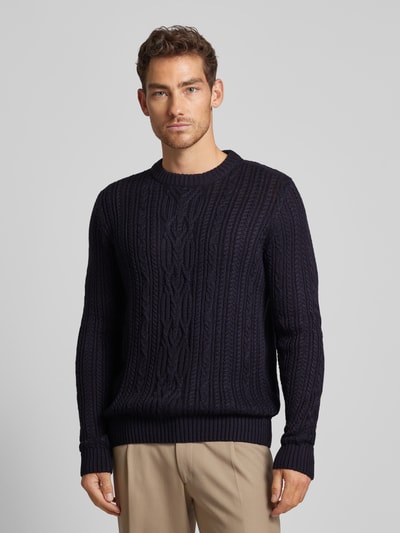 Jack & Jones Premium Gebreide pullover met ribboorden, model 'BLUDIOGO' Donkerblauw - 4