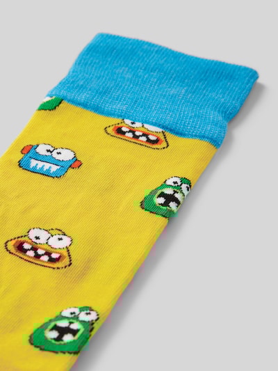 DillySocks Sokken met motiefstitching, model 'Rolling Eyes' Geel - 2